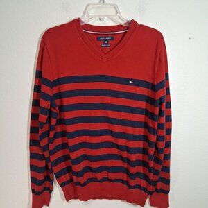 Tommy Hilfiger Sweater V-Neck Business Casual Winter Red Men's Size Large